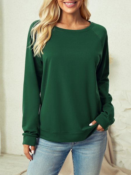 

Crew Neck Casual Sweatshirt, Green, Hoodies&Sweatshirts