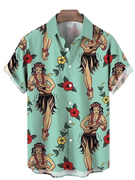 

Vacation Regular Sleeve Shirt Collar Shirt, Color5, Shirts ＆ Blouse