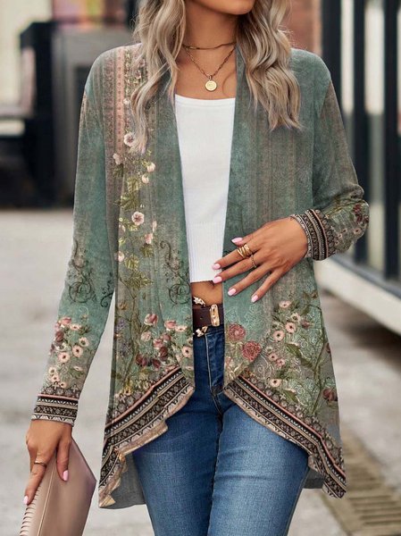 

Others Loose Casual Knitted Kimono, Green, Cardigans