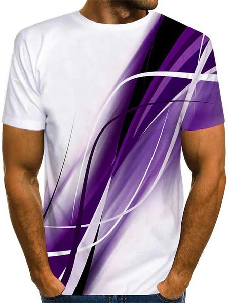 

Men's T shirt Tee Graphic Round Neck 3D Print Daily Short Sleeve Print Clothing, Purple, T-Shirts