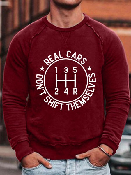

Men's Funny Real Cars Don'T Shift Themselves Graphic Printing Casual Loose Crew Neck Sweatshirt, Red, Hoodies&Sweatshirts