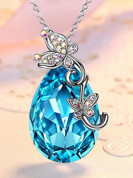 

Butterfly Blue Drop Crystal Pendant Necklace, Necklaces