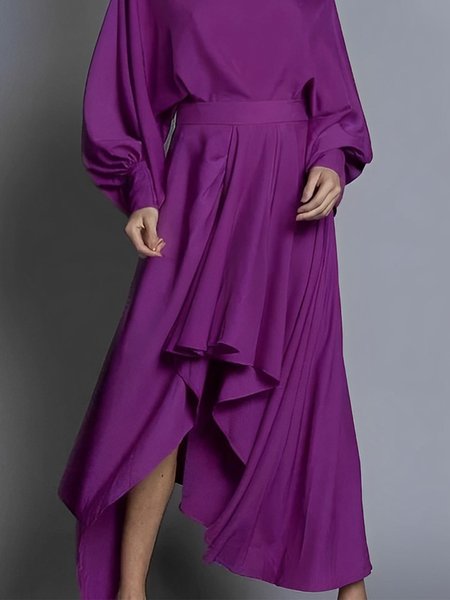 

Elegant Loose Plain Midi Skirt, As picture, Skirts