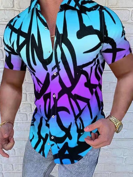 

Printing Regular Sleeve Vacation Shirt Collar Shirt, As picture, Shirts ＆ Blouse