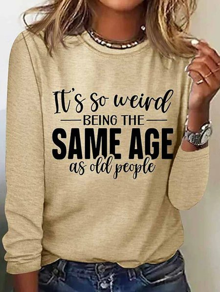 

Loose Text Letters Casual Crew Neck T-Shirt, Yellow, T-Shirts