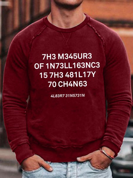 

Men's Funny Intelligence Test Graphic Printing Casual Crew Neck Cotton-Blend Sweatshirt, Red, Hoodies&Sweatshirts