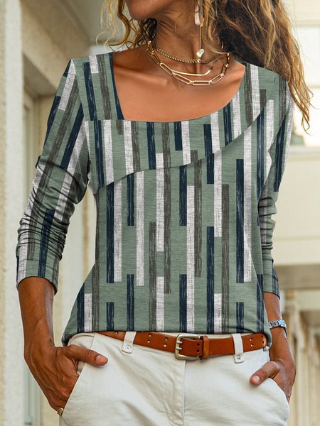

Casual Asymmetrical Regular Fit Shirt, Green, Shirts & Blouses