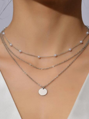 

Faux Pearl Layered Necklace, Silver, Necklaces