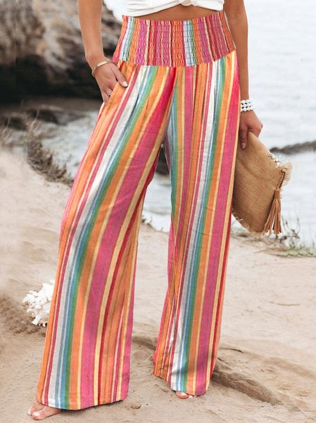 

Striped Loose Casual Cotton Pants, Stripe, Pants