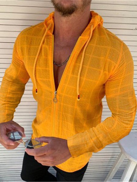 

Regular Fit Regular Sleeve Plain Hoodie Casual Top, Orange, Shirts ＆ Blouse