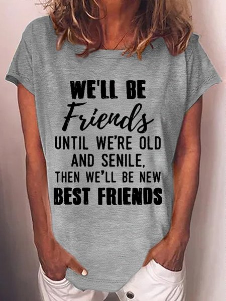 

Women's Best Friend Casual Crew Neck T-Shirt, Gray, T-shirts