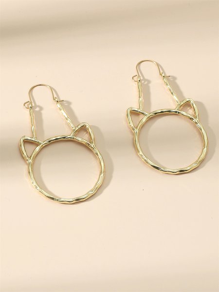 Cute Metal Cat Hoop Earrings, Champagne, Earrings
