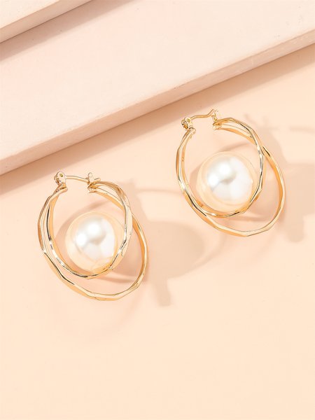 

Elegant Imitation Pearls Hoop Earrings, As picture, Earrings
