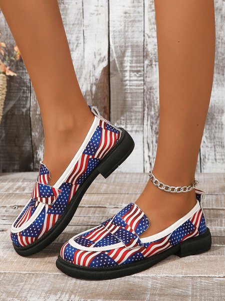 

Independence Day Flag Graphics Loafers, Red-blue, Flats