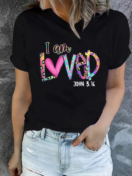 

Casual Text Letters Crew Neck T-Shirt, Black, T-Shirts