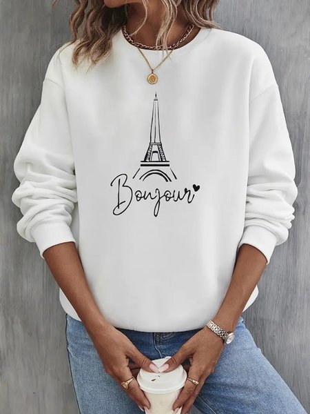 

Text Letters Crew Neck Casual Sweatshirt, White, Sweatshirts & Hoodies