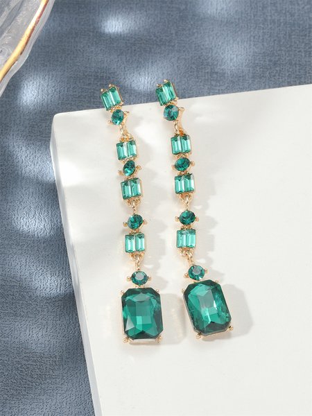 

Party Geometric Rhinestone Drop Stud Earrings, As picture, Earrings