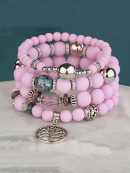 

Tree of Life Beading Boho Bracelet Set, Pink, Bracelets