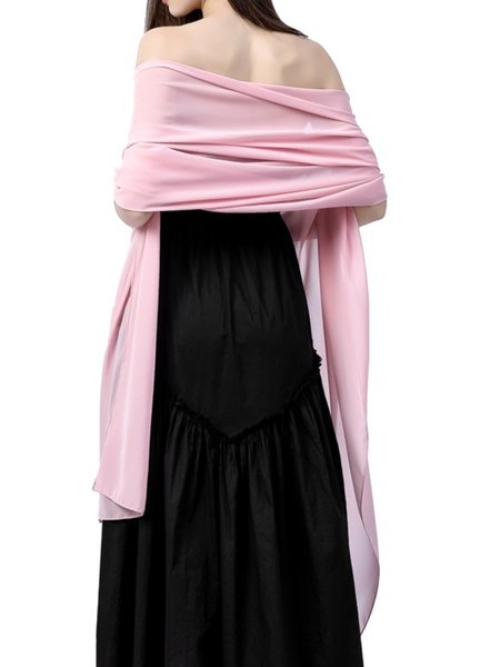 

Party Evening Elegant Cool Chiffon Solid Color Shawl, Pink, Women Scarves & Shawls