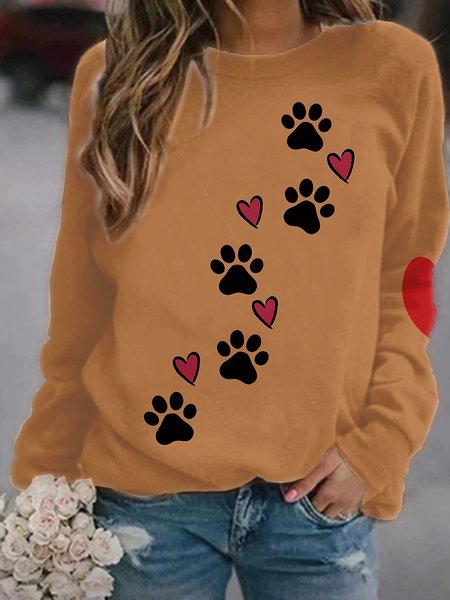 

Crew Neck Dog Casual Sweatshirt, Yellow brown, Sweatshirts & Hoodies