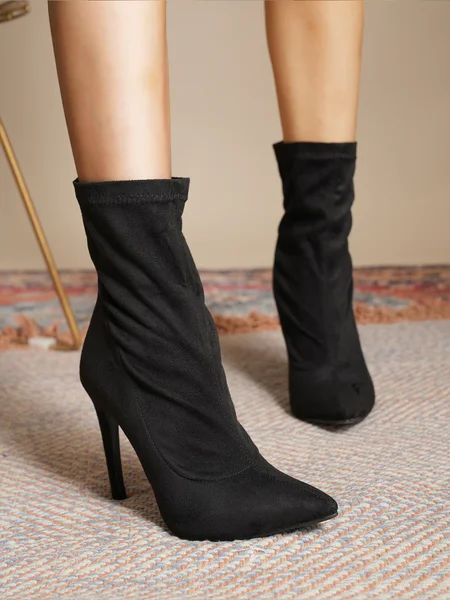 

Black Leopard Stiletto Stiletto Fashion Sock Boots, Boots