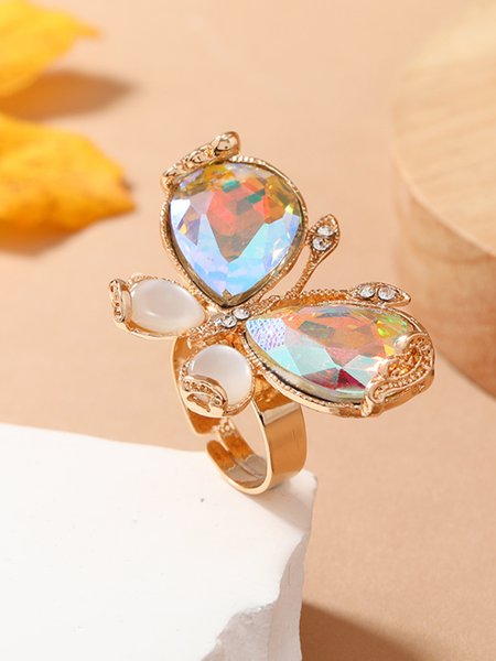 

Rhinestone Butterfly Party Adjustable Ring, As picture, Rings