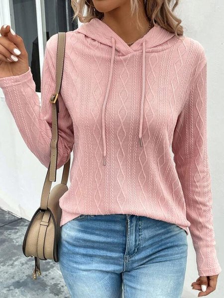 

Hoodie Casual Loose Plain Hoodie, Pink, Sweatshirts & Hoodies