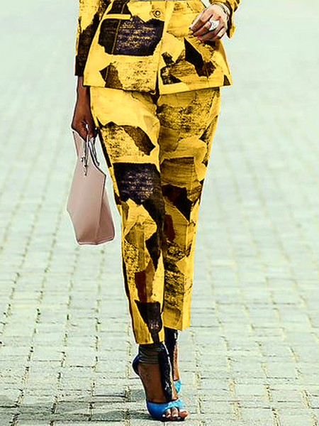 

Abstract Regular Fit Urban Fashion Long Pants Straight pants, Yellow, Pants