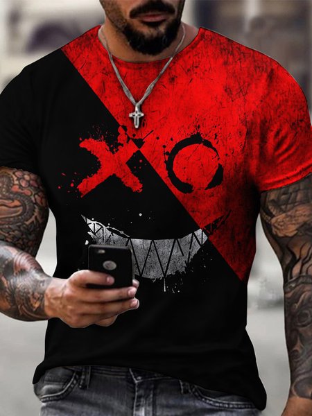 

Men's Street Grimace Abstract Pattern Round Neck Short Sleeve T-Shirt Everyday Clothing, Color4, T-Shirts