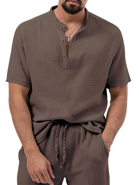 

Casual Plain T-Shirt, Brown, T-Shirts