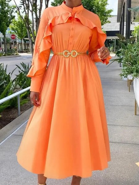 

Urban Regular Fit Dress With No Belt, Orange, Maxi Dresses