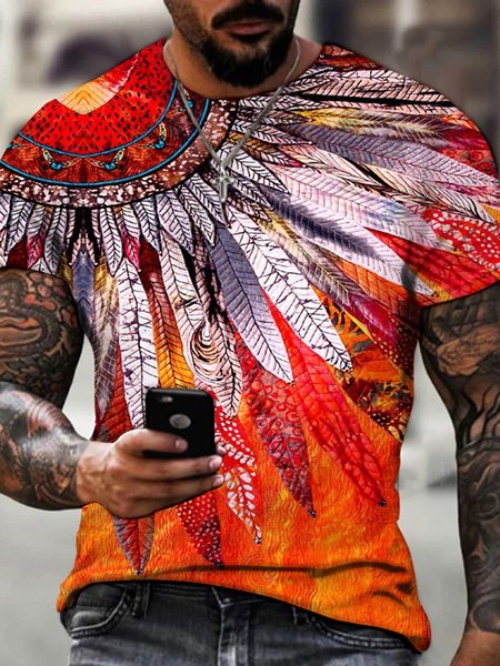 

Men's Streetwear 3D Abstract Animal Print Short Sleeve T-Shirt Everyday Clothing, Orange, T-Shirts