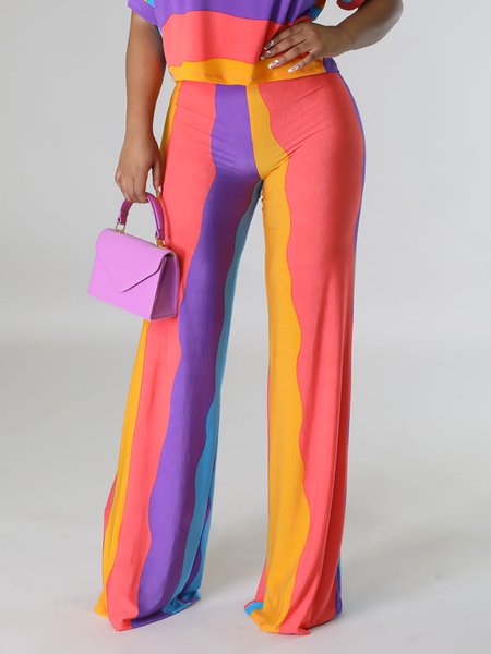 

Striped Regular Fit Casual Pants, Multicolor, Pants
