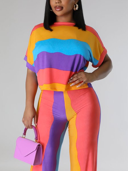 

Striped Crew Neck Loose Casual Shirt, Multicolor, Blouses and Shirts