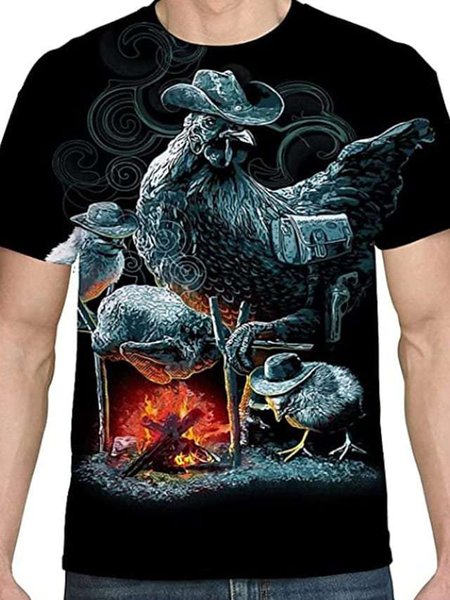 

Printing Animal Crew Neck T-Shirt, Color5, T-Shirts