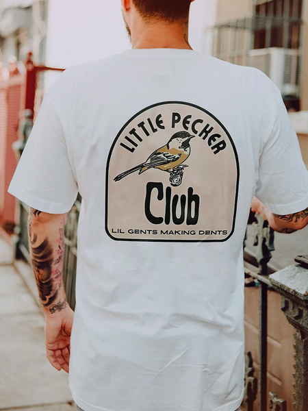 

Men's Little Pecher Club Loose Casual T-Shirt, White, T-shirts