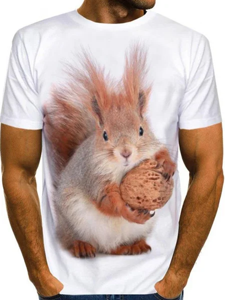 

Men's Casual Squirrel Animal Print Round Neck Short Sleeve T-Shirt Everyday Vacation Clothing, As picture, T-Shirts
