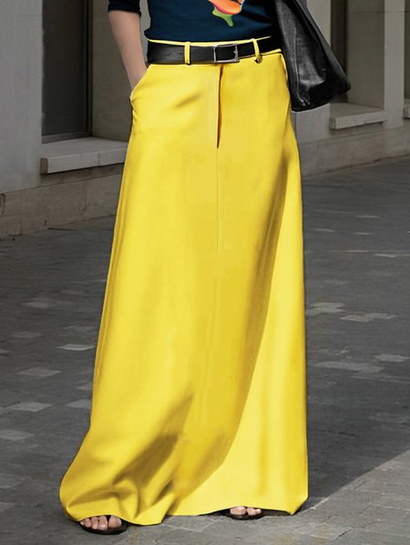 

Urban Regular Fit Plain Skirt, Yellow, Plus Bottoms