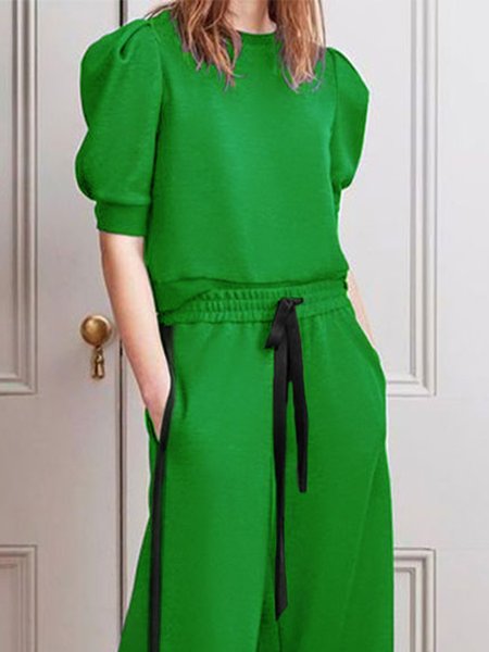 

Casual Plain Crew Neck Sweatshirt, Green, Hoodies and Sweatshirts
