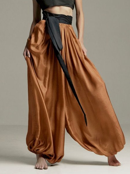 

Vacation Loose Color Block Cargo Pants, Light brown, Cargo Pants