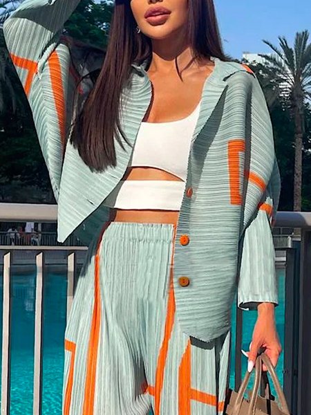

Micro Plea Loose Urban Color Block Lapel Collar Kimono, As picture, Kimonos