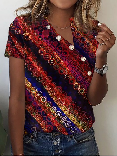 

Geometric Others Casual Shirt, Red, Shirts & Blouses