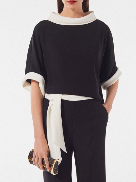 

Color Block Urban Half Sleeve Shirt, Black, Blouses and Shirts