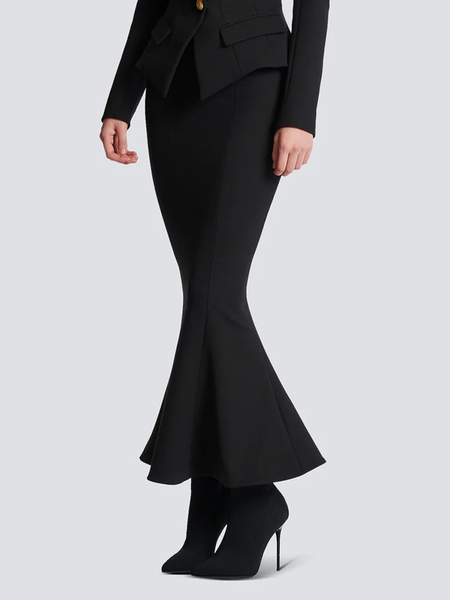 

Lightweight Elegant Low Waist Regular Fit Plain Maxi Skirt, Black, Skirts