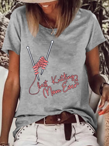 

Women's Best Knitting Mom Ever Cotton-Blend T-Shirt, Gray, T-shirts