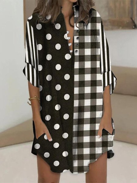 

Polka Dots Casual V Neck Loose Dress, Black, Dresses