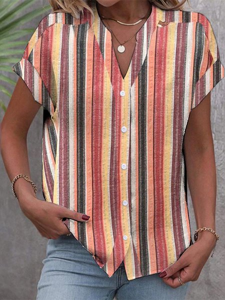 

Buttoned Striped Casual Shirt, Orange red, Shirts & Blouses