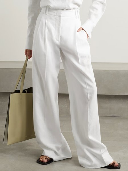 

Urban Loose Plain Pants, White, Pants