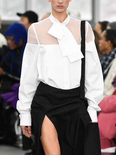 

Urban Plain Loose Long Sleeve Blouse, White, Blouses and Shirts