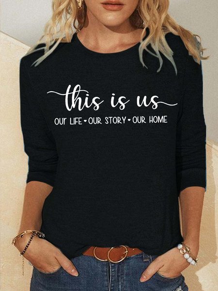 Women's Casual This is us Our Story Family Shirt, Black, Long sleeves